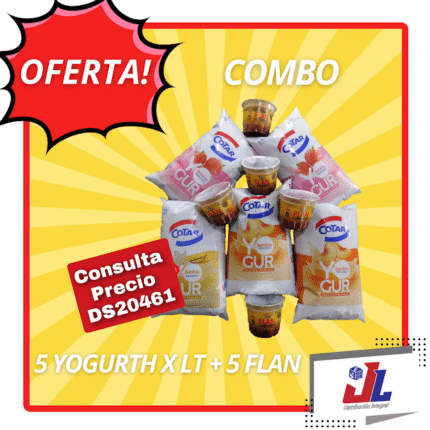 COMBO COTAR 5 YOGUR BEB.  X 1L(3F 2V) + 5 FLANES