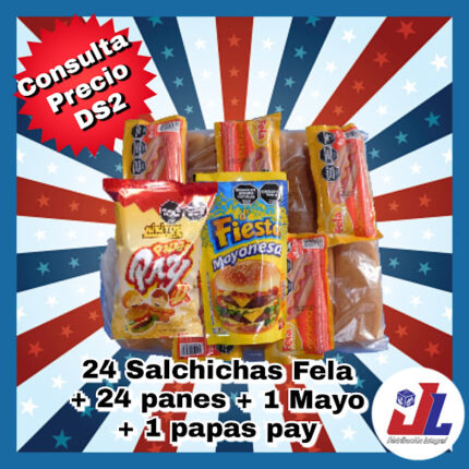 COMBO FELA 24 SALCH.+24 PANES +1 MAYO 250CC + 1 PAPA PAY 70G